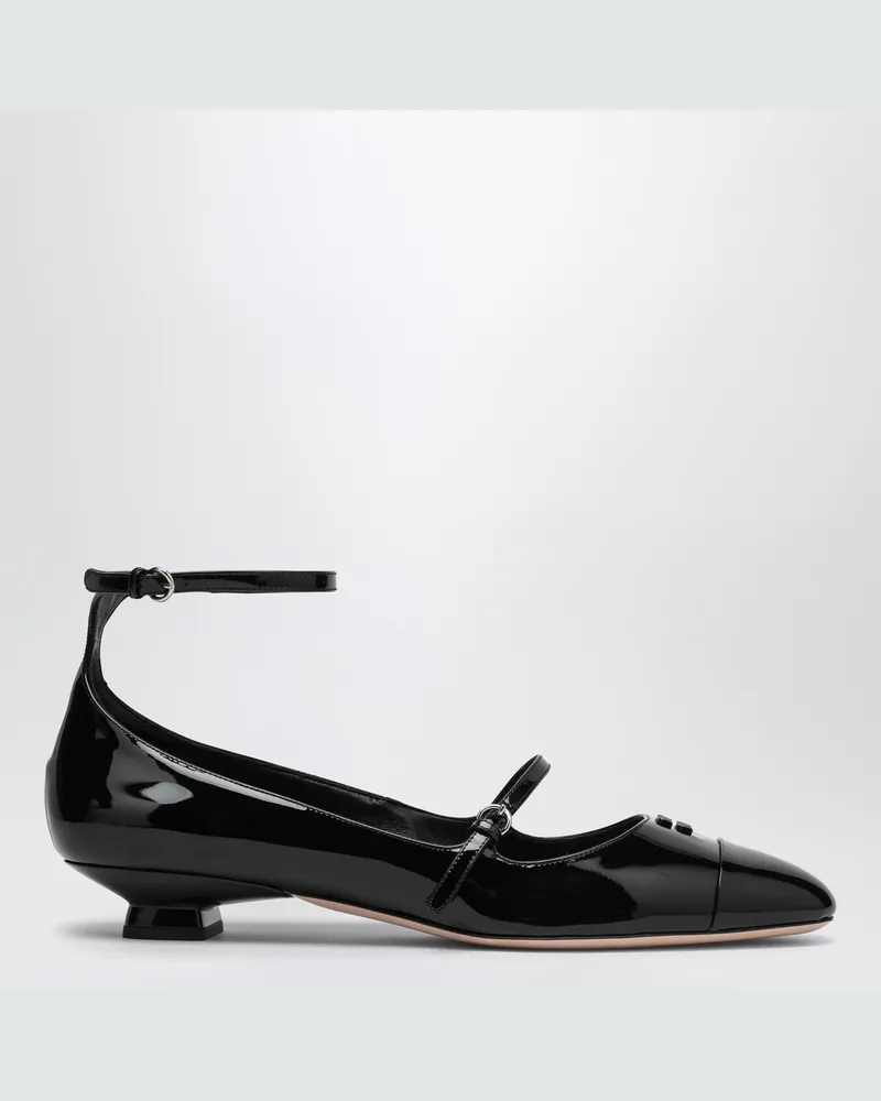Miu Miu Schwarzer Dekolleté-Schuh aus Lackleder mit Logo Black