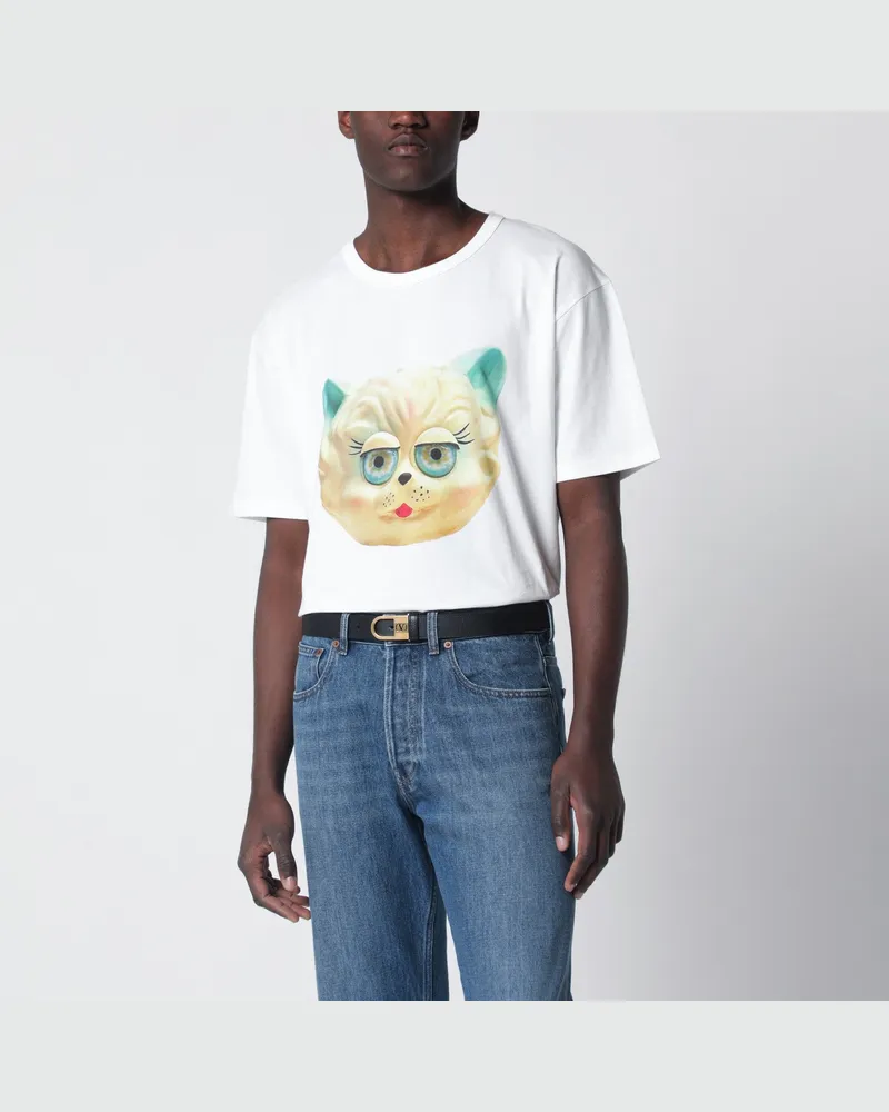 Valentino Garavani Weißes T-Shirt mit Le Chat De La Maison Print White