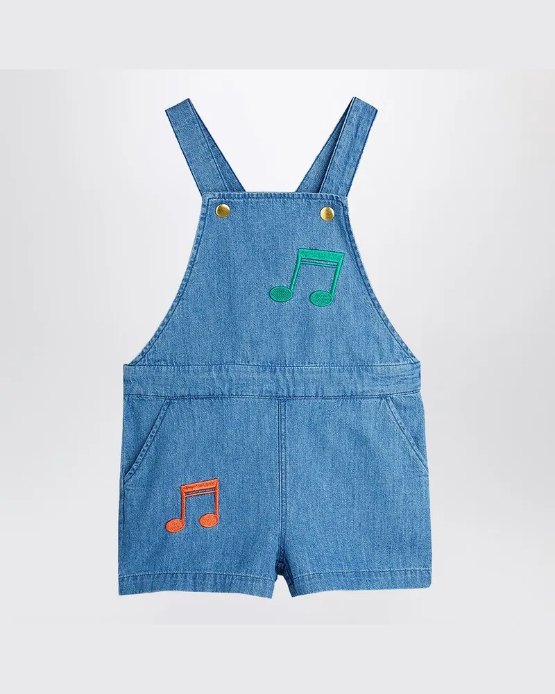 Mini Rodini Hellblaue Latzhose aus Denim mit Musiknoten Blau