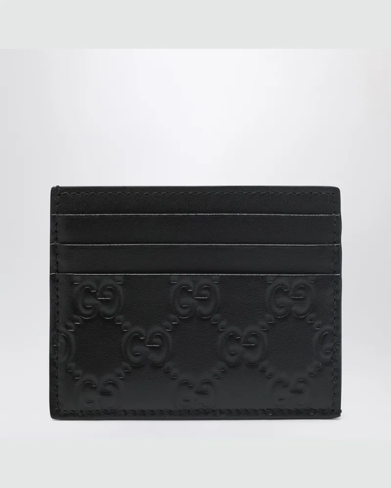 Gucci Schwarzes GG-Emblem-Kartenetui Black