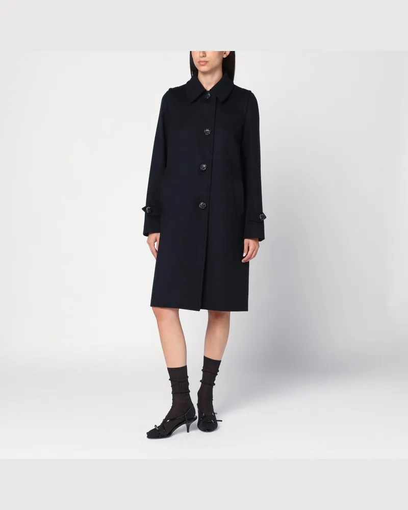 Prada Einreihiger blauer Wollmantel Blau