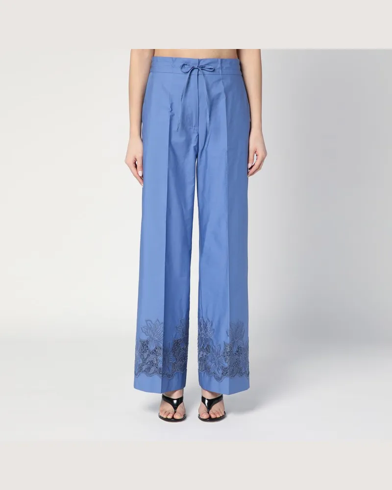 P.A.R.O.S.H. Bestickte Hose aus Baumwolle Blau