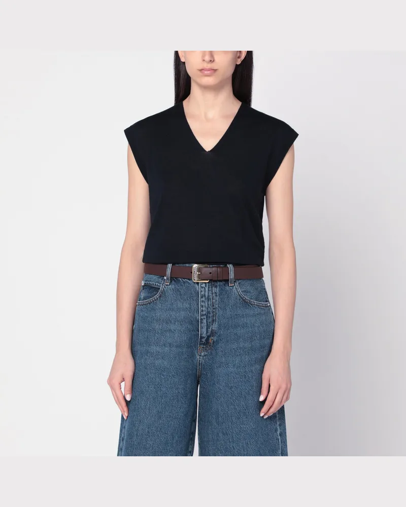 Max Mara Marineblaue Weste aus Wolle 