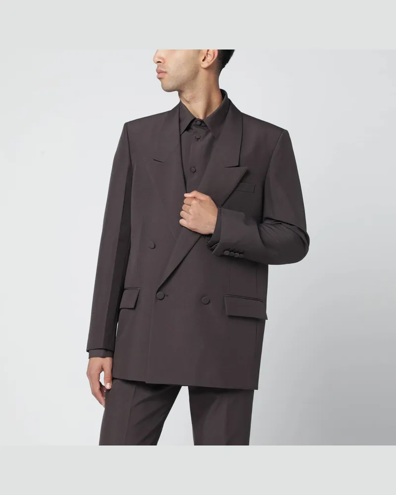 Gucci Braunes doppelreihiges Sakko aus technischem Panama-Stoff Brown