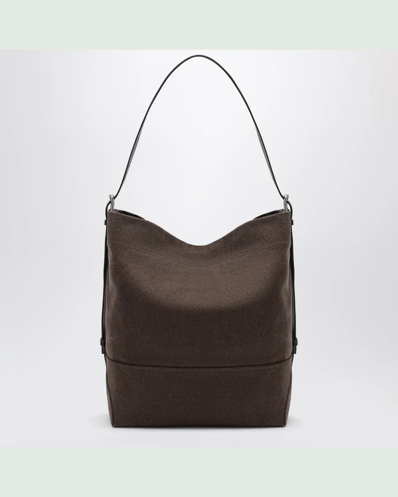 Christophe Lemaire Gürteltasche aus dunkelbraunem Baumwoll-Canvas Brown