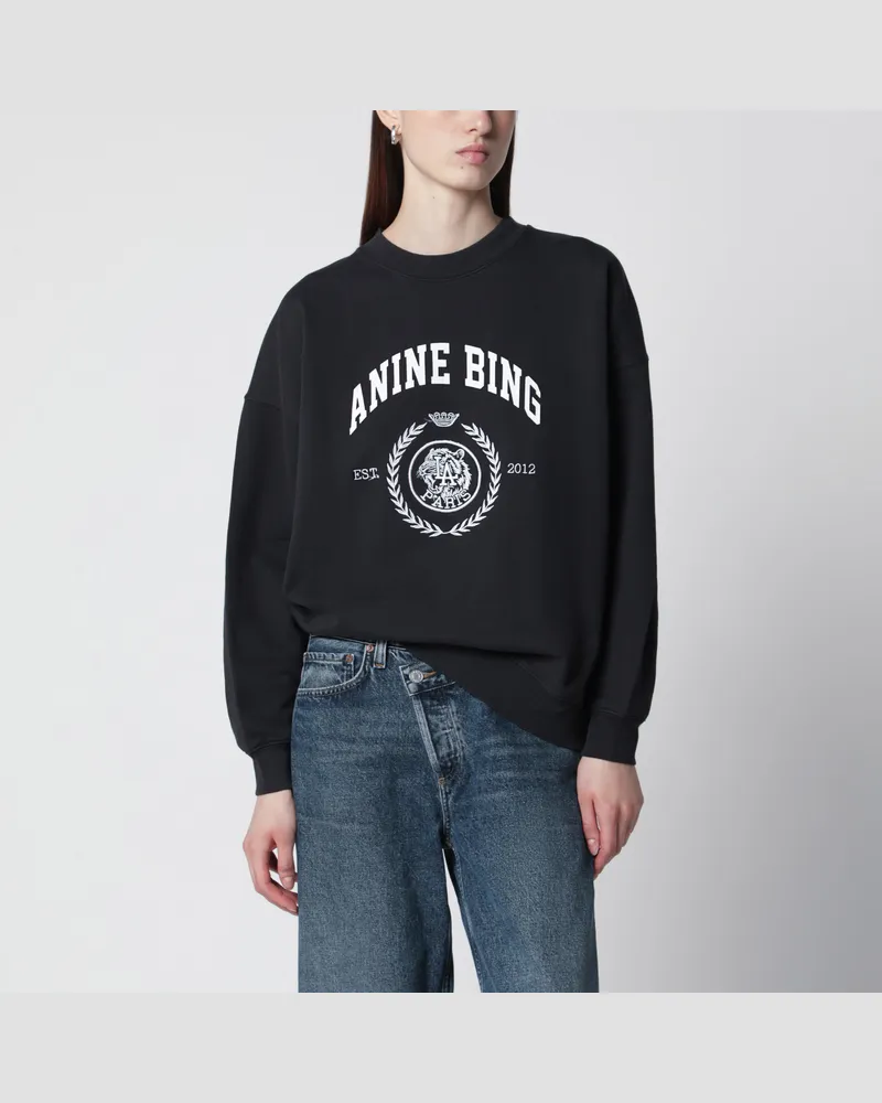 Anine Bing Sweatshirt Miles aus Baumwolle in Vintage-Schwarz Black