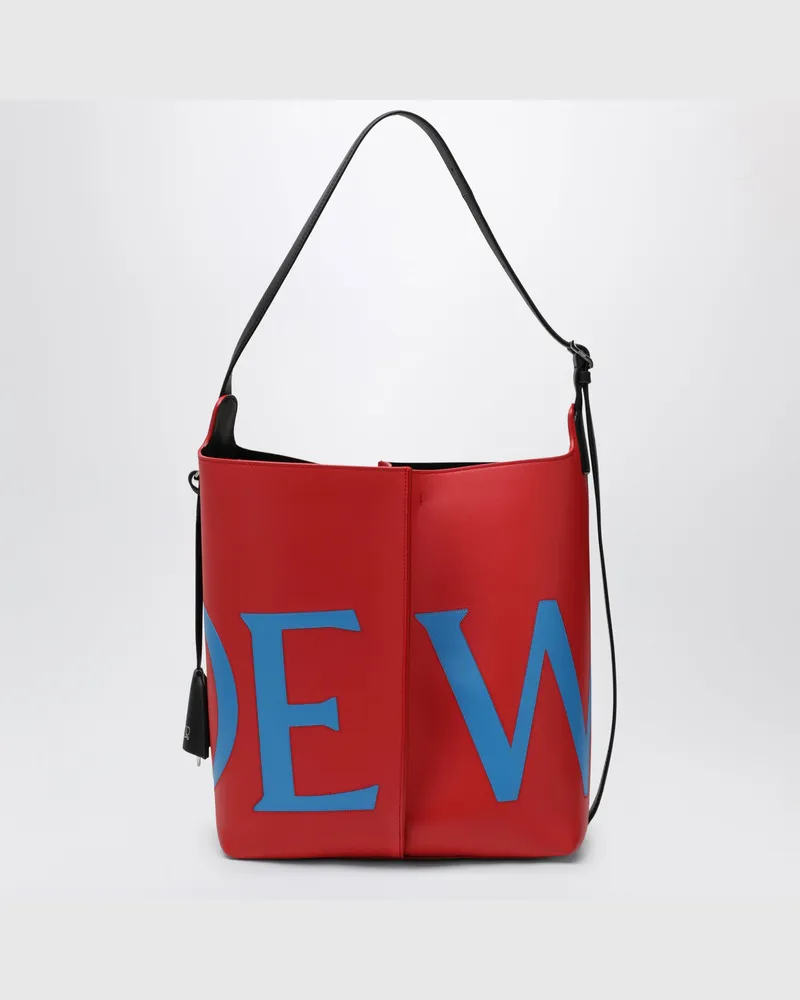 Loewe Große Bilbao Beuteltasche aus rotem/blauem Leder Red