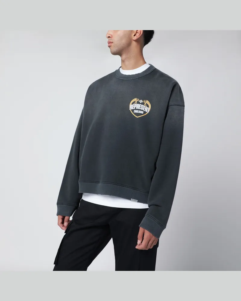 REPRESENT Schwarzes Sweatshirt mit Wascheffekt aus Baumwolle Black