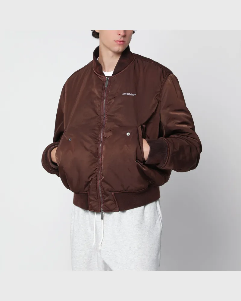 OFF-WHITE Braune Bomberjacke mit Reißverschluss aus technischem Material Brown