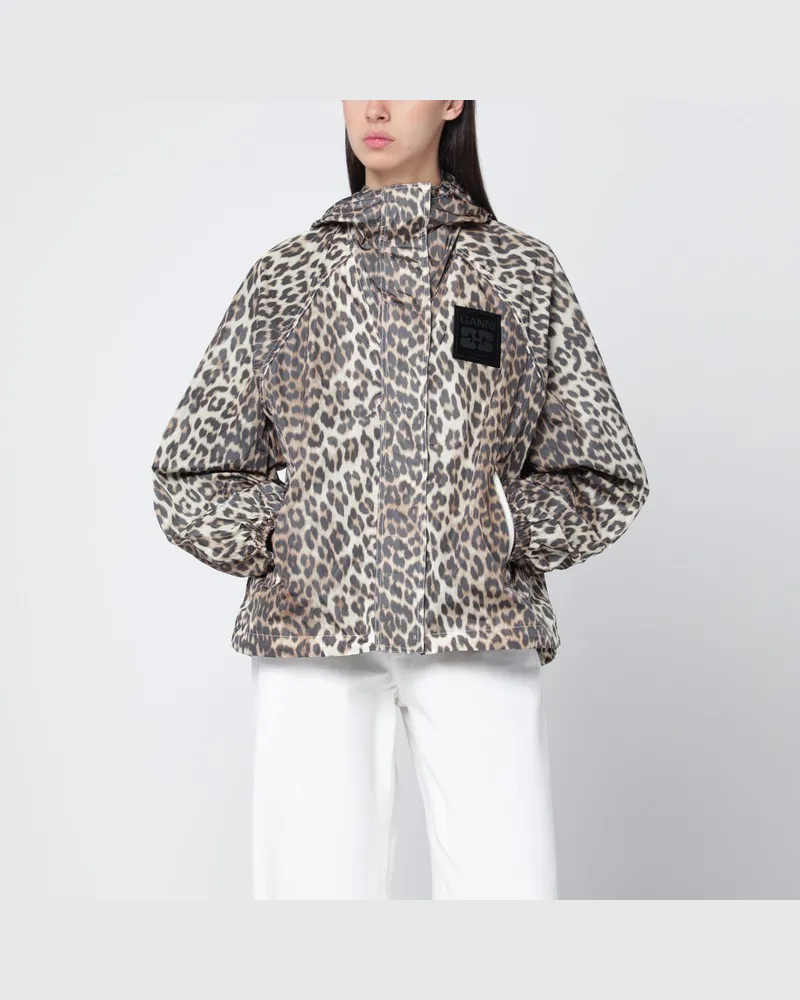 Ganni Jacke mit Leopardenmuster Beige