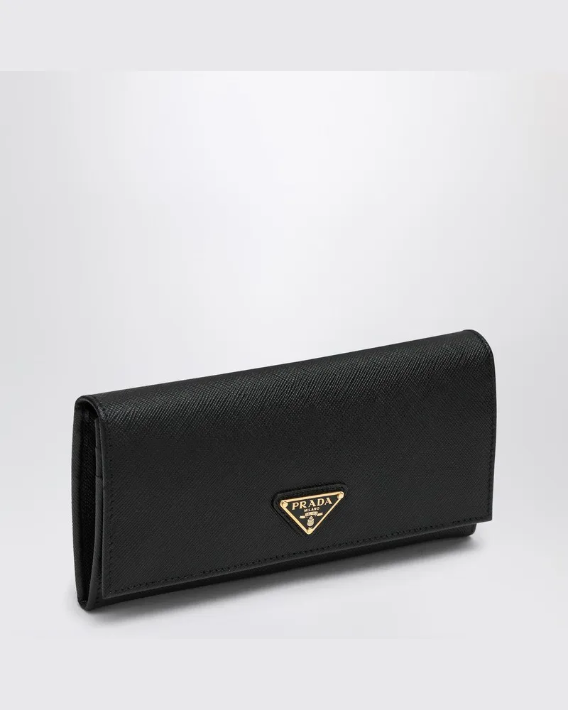 Prada Großes Portemonnaie aus schwarzem Saffiano Schwarz