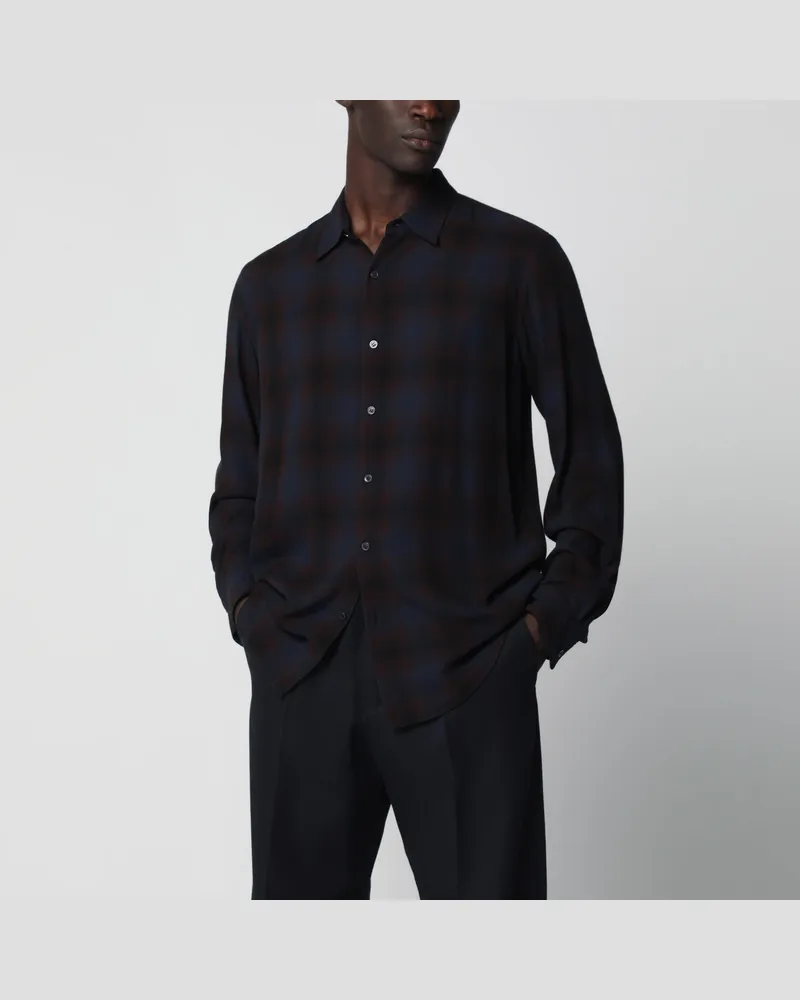 Dries van Noten Braunes Viskosehemd mit Karomuster Brown