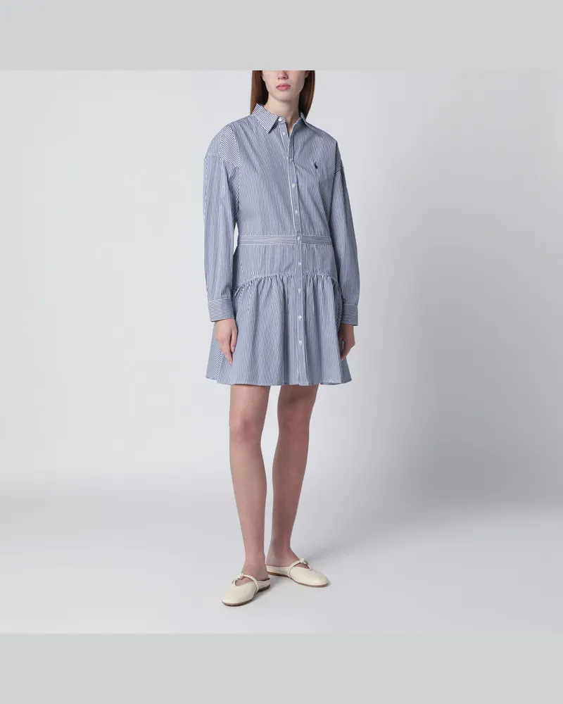 Ralph Lauren Blau-weiß gestreiftes Hemdblusenkleid 