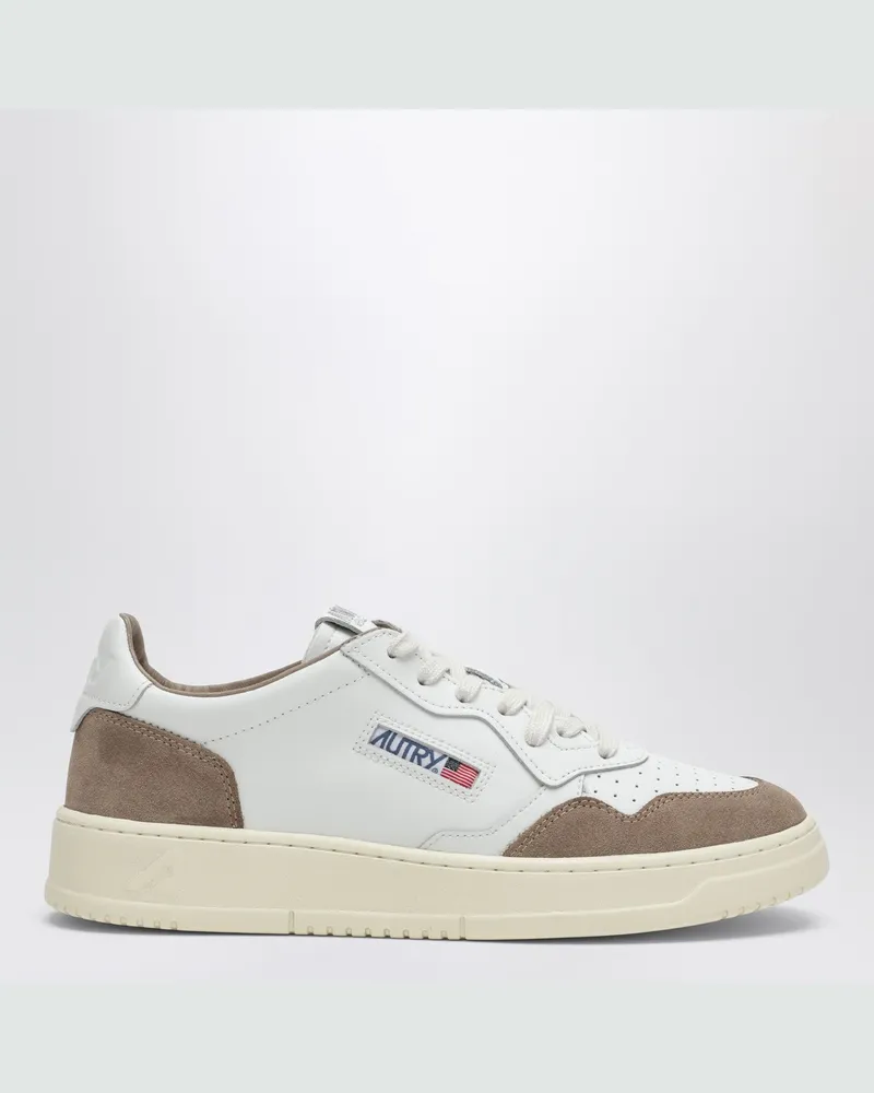 AUTRY Medalist Low Sneakers aus weißem Leder und braunem Veloursleder White