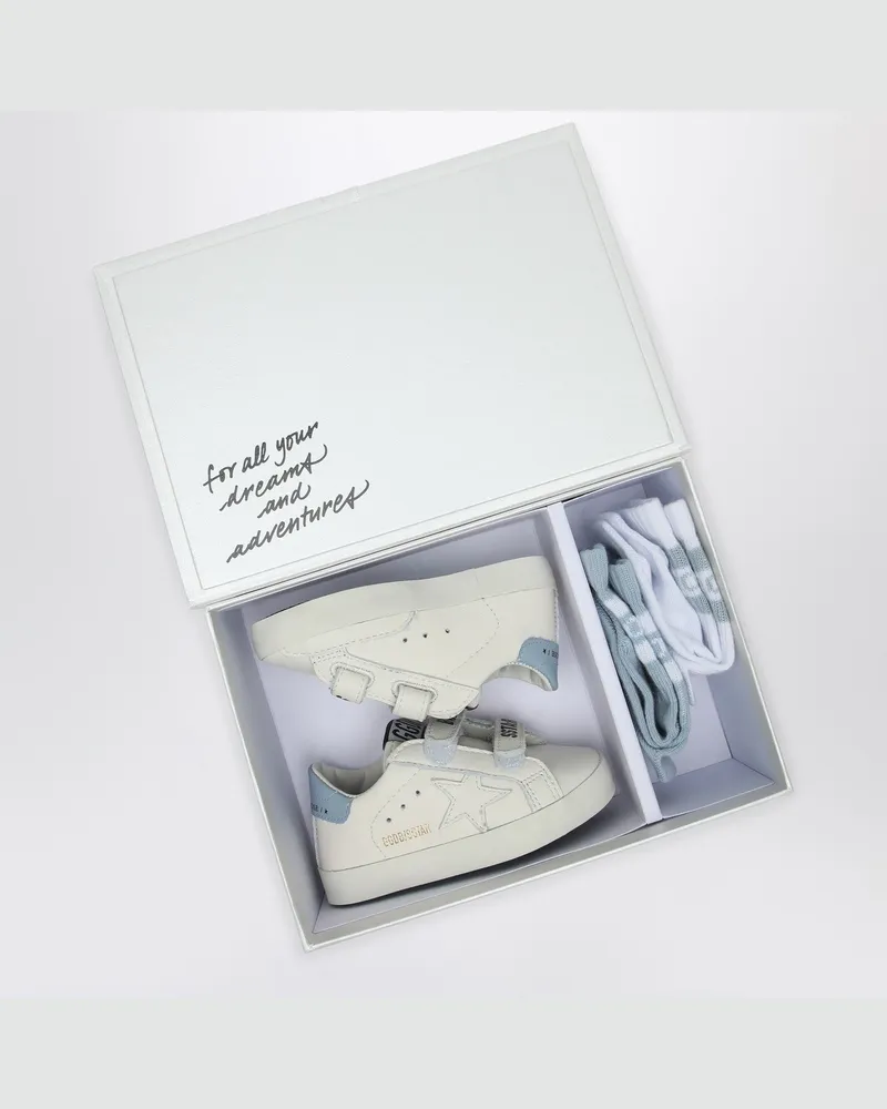 Golden Goose Baby School Sneaker-Set in Weiß/Hellblau mit Socken 