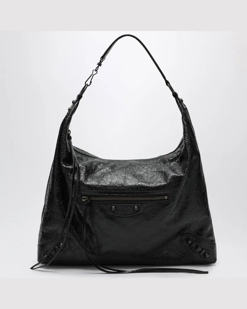 Balenciaga Le City Medium Hobo-Tasche schwarz aus Arena-Lammleder 