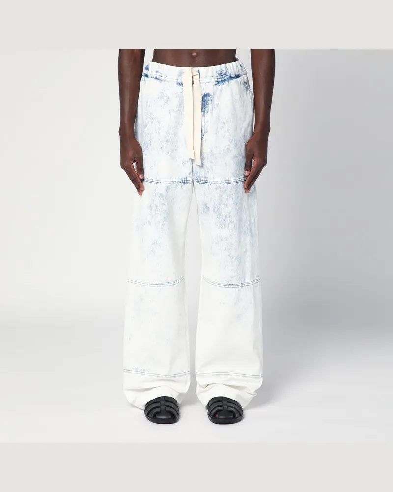 Dries van Noten Hellblaue ausgeblichene Jeans mit Kordelzug Hellblau