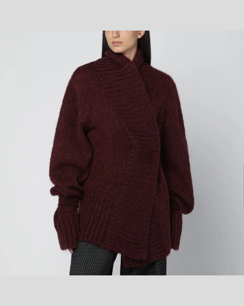 Dries van Noten Übergroßer Pullover in Bordeaux aus Mohair-Mix Rot