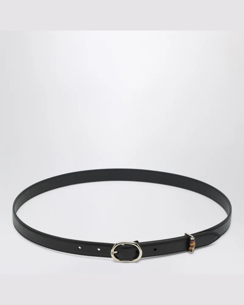 Gucci Schmaler schwarzer Gürtel mit ovaler Schnalle Black