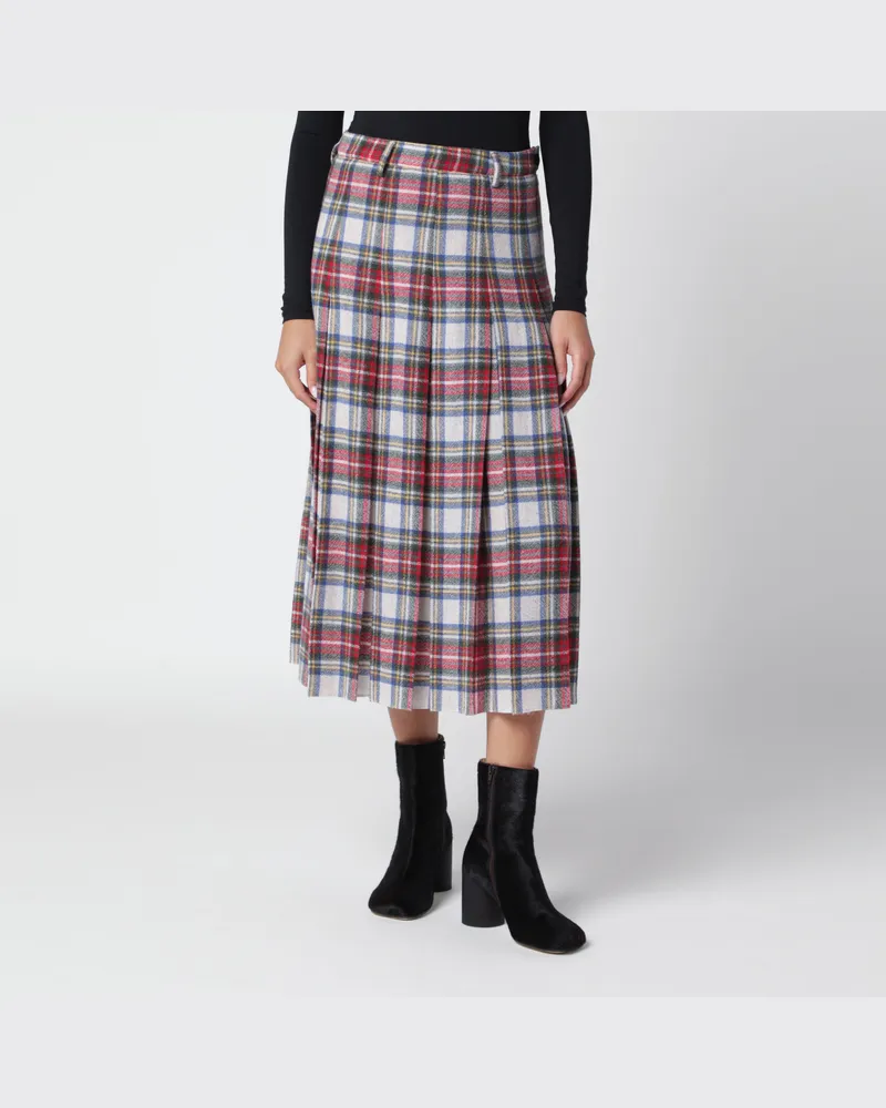 Maison Margiela Langer Faltenrock aus Wollmischung mit Check-Muster Multicolor