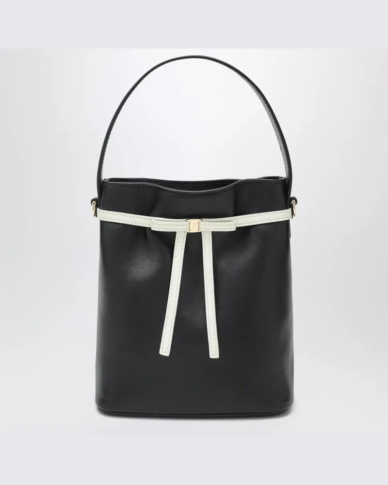 Ferragamo Bucket Bag schwarz/mascarpone mit Schleife Schwarz