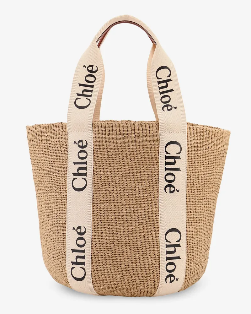 Chloé Woody raffia shoulder bag -  - gender_Woman Beige