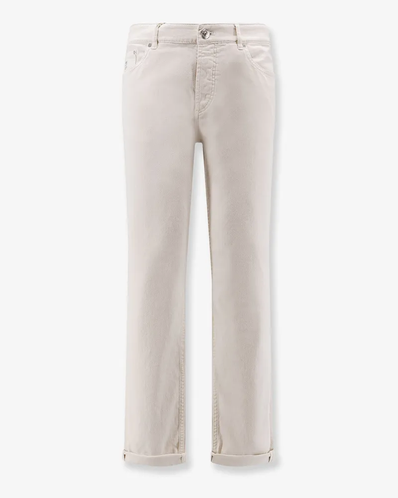 Brunello Cucinelli Traditional Fit white denim trousers -  - gender_Man White
