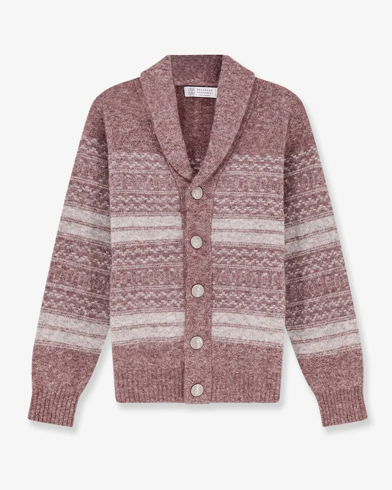 Brunello Cucinelli Alpaca, cashmere and wool blend cardigan -  - gender_Man Purple