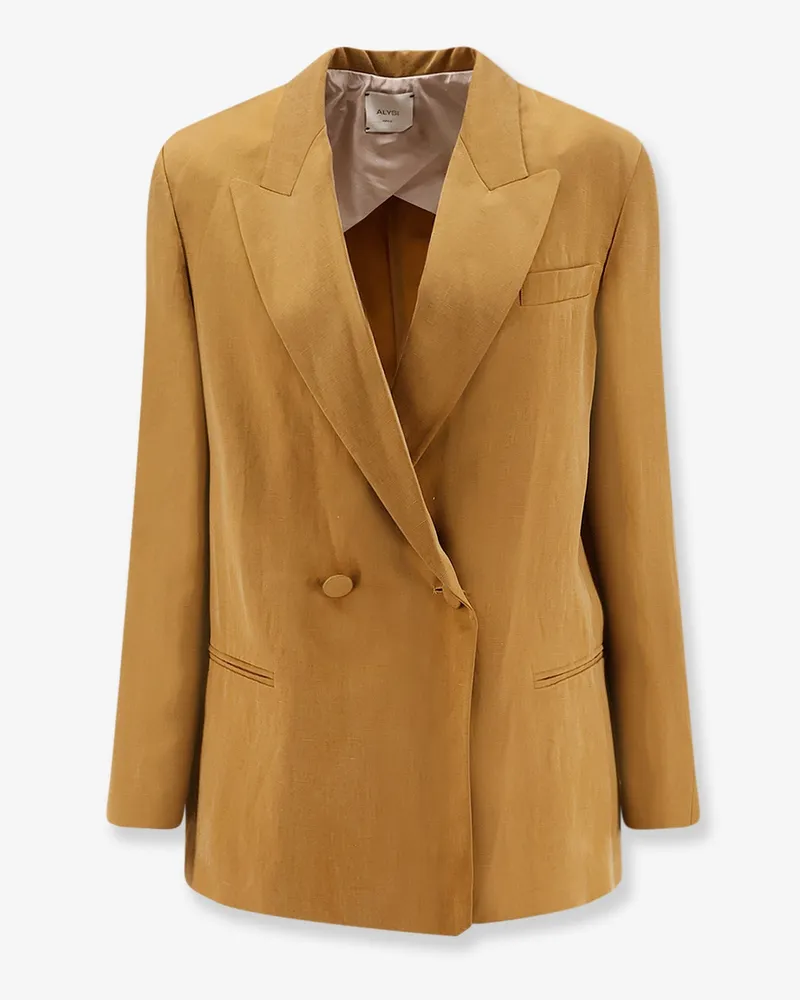 ALYSI Double-breasted lyocell and linen blazer -  - gender_Woman Yellow