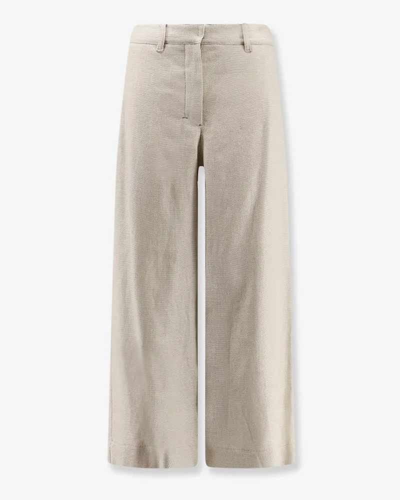 Max Mara Stretch cotton and linen trousers -  - gender_Woman Beige