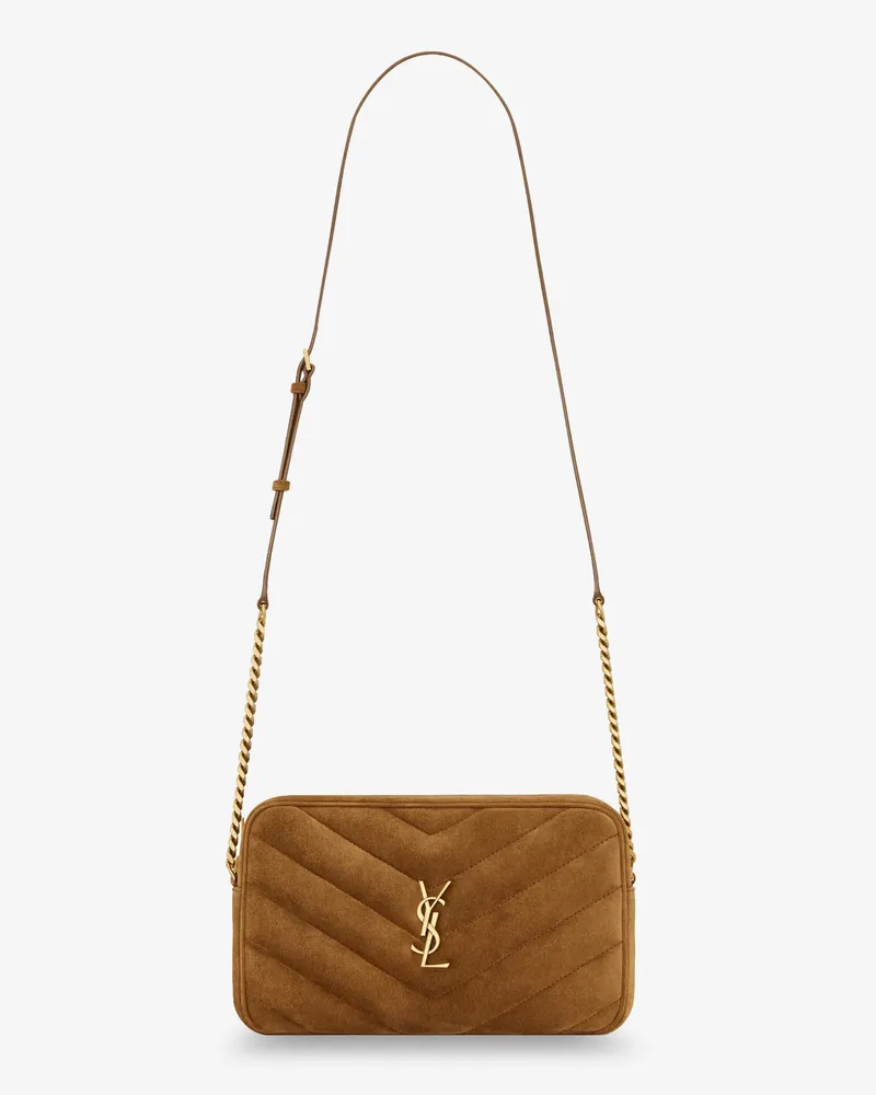 Saint Laurent Loulou suede crossbody bag with Cassandre logo on the front -  - gender_Woman Brown