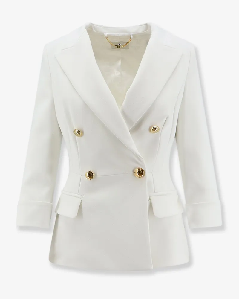 Elisabetta Franchi Stretch fabric blazer with logo cufflinks -  - gender_Woman White