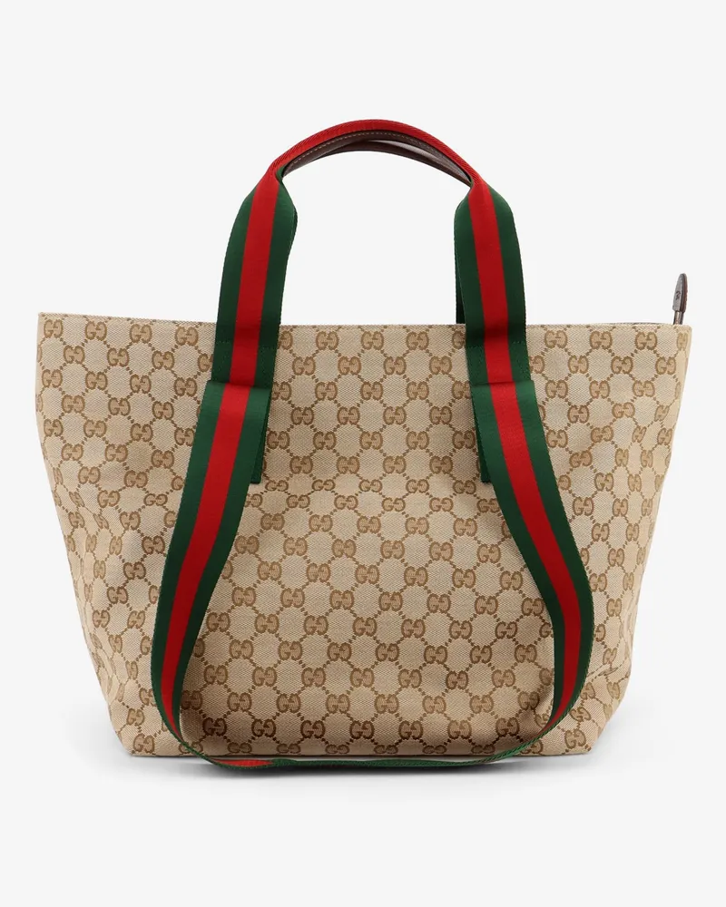 Gucci GG fabric shopping bag with Nastro Web handles -  - gender_Man Beige
