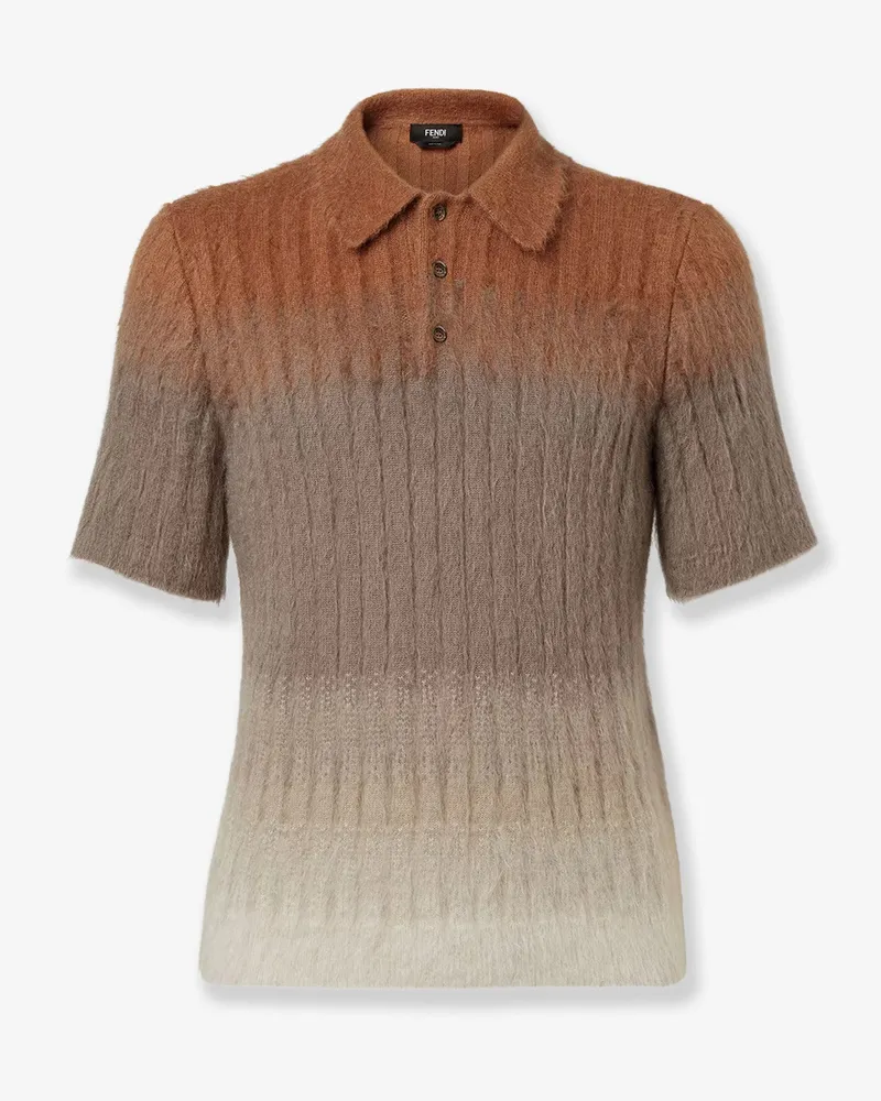 Fendi Dégradé mohair and wool polo shirt -  - gender_Man Brown