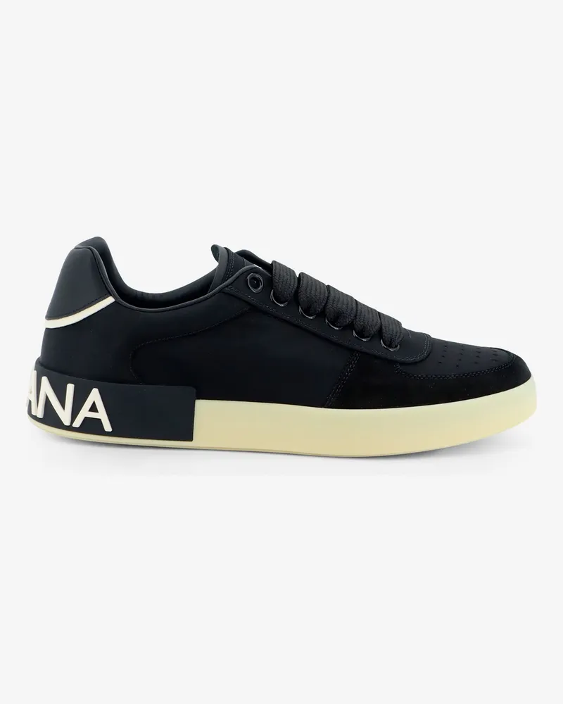 Dolce & Gabbana Nylon and suede sneakers with back lettering logo -  - gender_Man Black