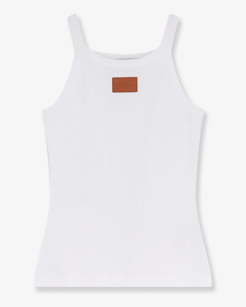 Fendi Ribbed cotton tank top -  - gender_Woman White