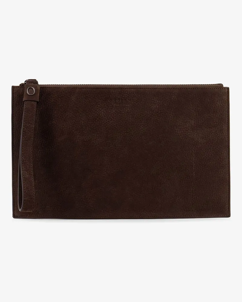Orciani Leather clutch -  - gender_Man Brown