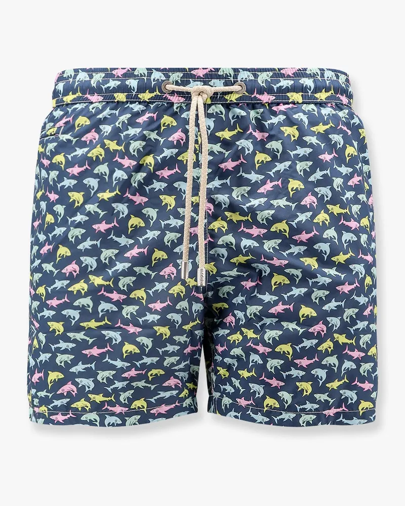 MC2 Saint Barth Recycled nylon swim trunks with shark trouble multicolor print -  - gender_Man Blue