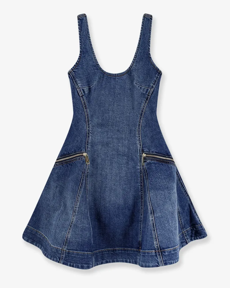 Self-Portrait Flared denim mini dress -  - gender_Woman Blue