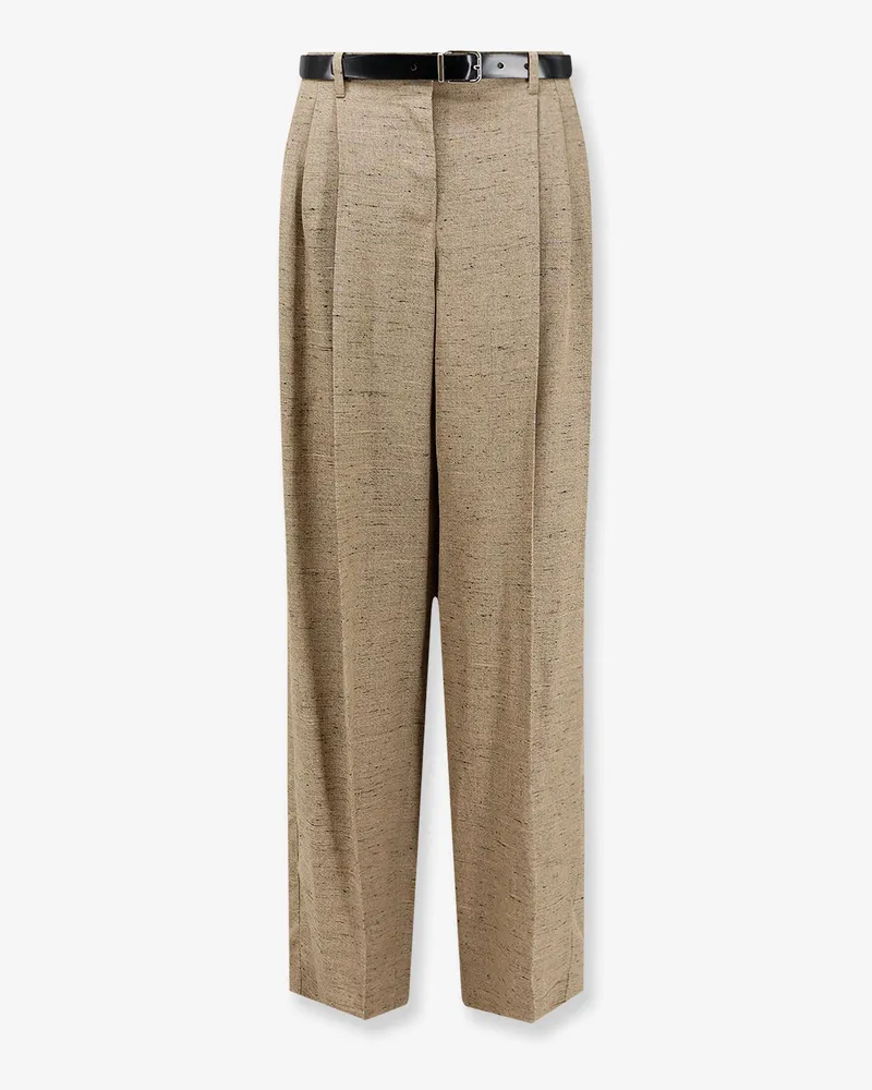 Dolce & Gabbana Mélange trousers with belt -  - gender_Woman Beige
