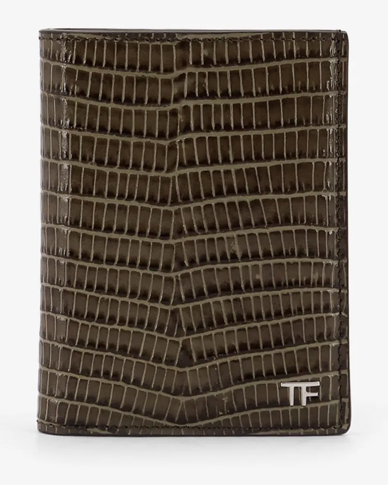 Tom Ford Leather cardholder with croco effect -  - gender_Man Green