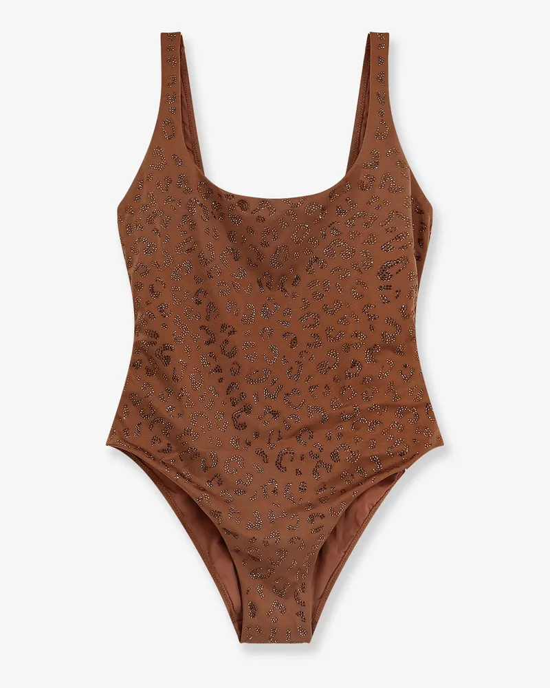 MC2 Saint Barth Lora Shiny Strass Leopard one-piece swimsuit -  - gender_Woman Brown