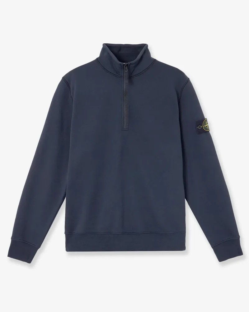 Stone Island Cotton sweatshirt with side logo patch -  - gender_Man Blue