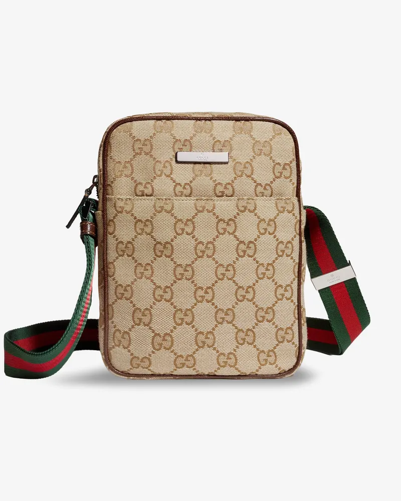 Gucci Tag GG fabric crossbody bag - GUCCI - gender_Man Beige