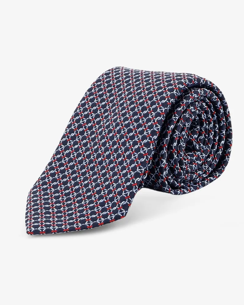 Ferragamo Crema silk tie with Intreccio print -  - gender_Man Blue