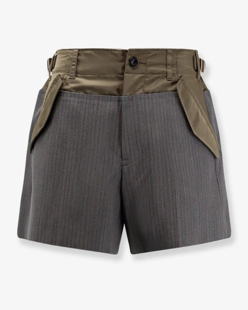 Sacai Wool shorts with nylon details -  - gender_Woman Grey