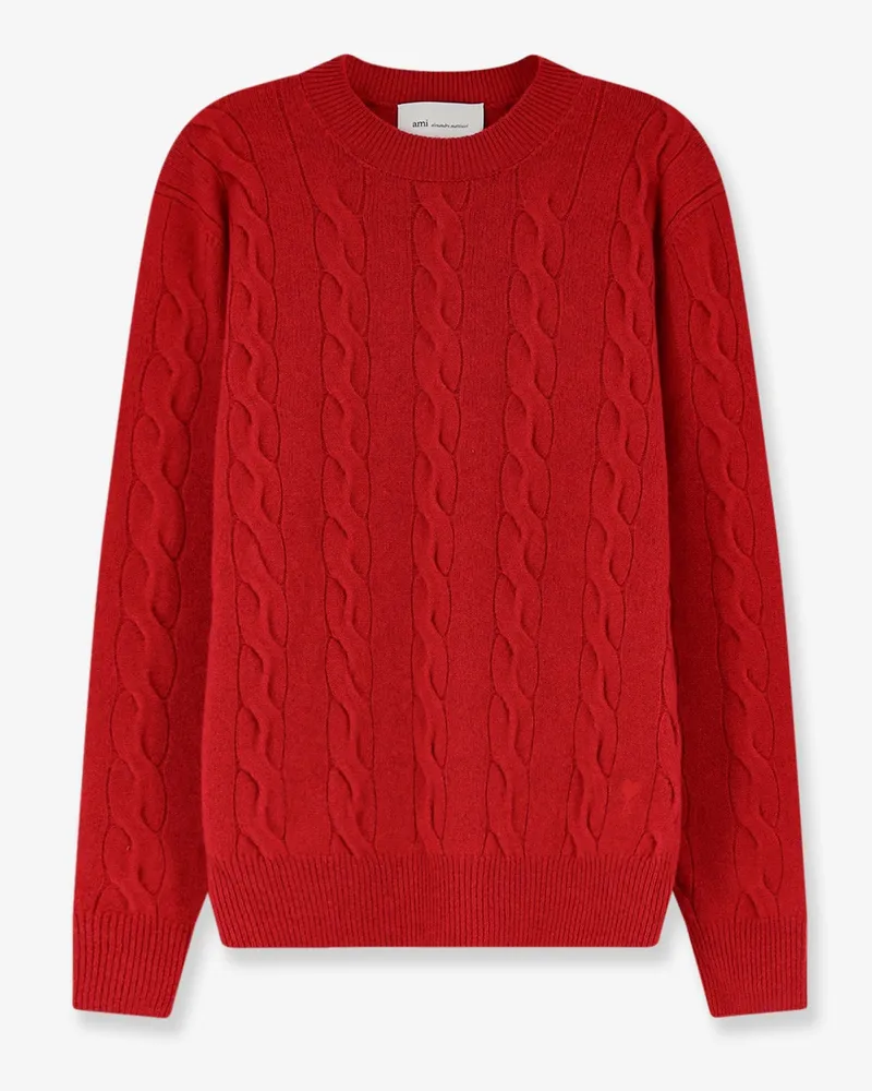AMI Paris Wool sweater with cable knit -  - gender_Man Red