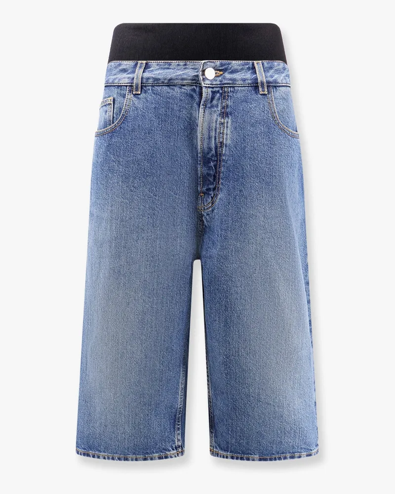 Alaïa Denim bermuda shorts with ribbed band -  - gender_Woman Blue
