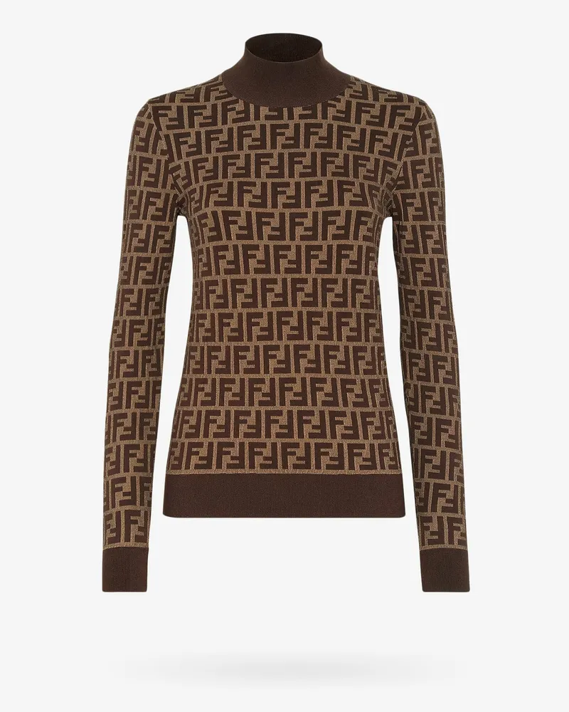 Fendi Cotton sweater with ff motif -  - gender_Woman Brown