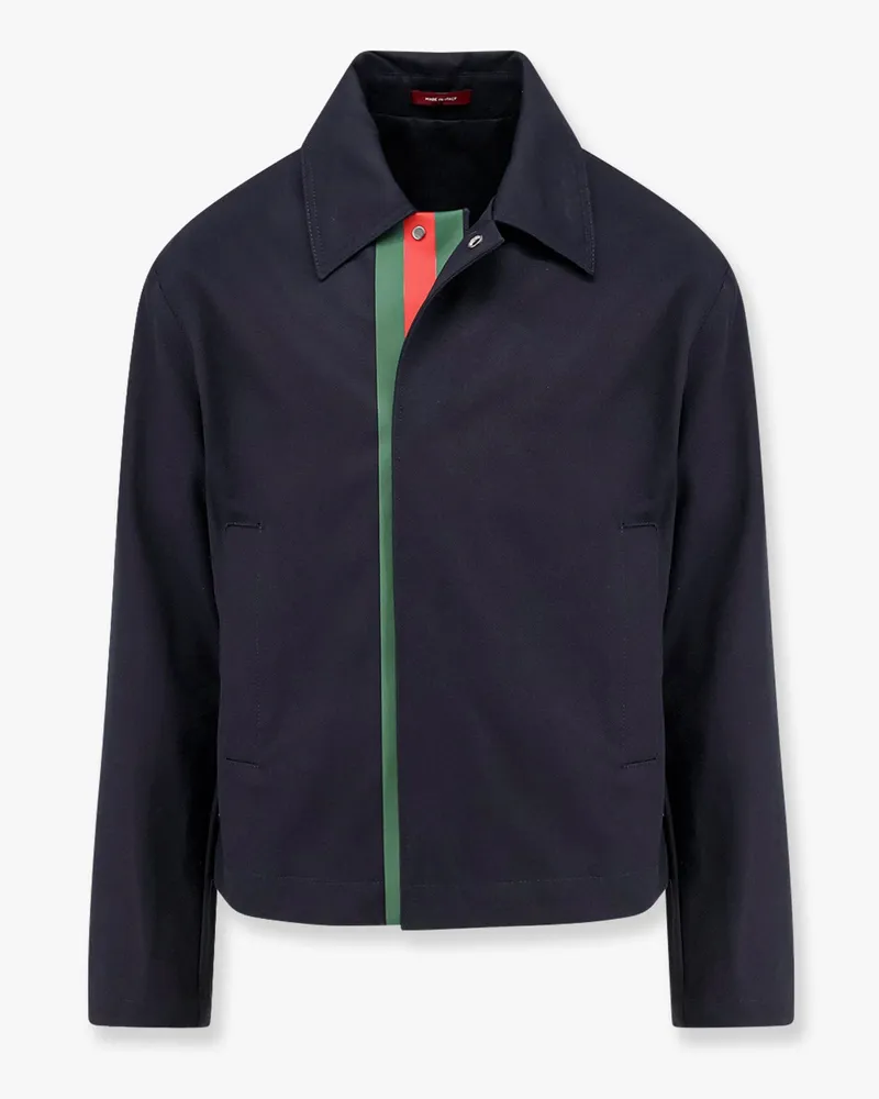 Gucci Cotton gabardine jacket with embossed logo -  - gender_Man Blue